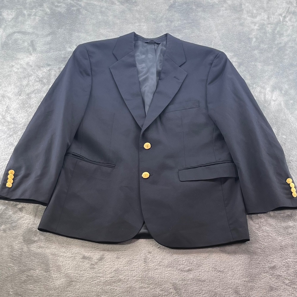 Brooks Brothers 346 Mens Navy Blue 100% Wool Blazer Gold Buttons 40S
